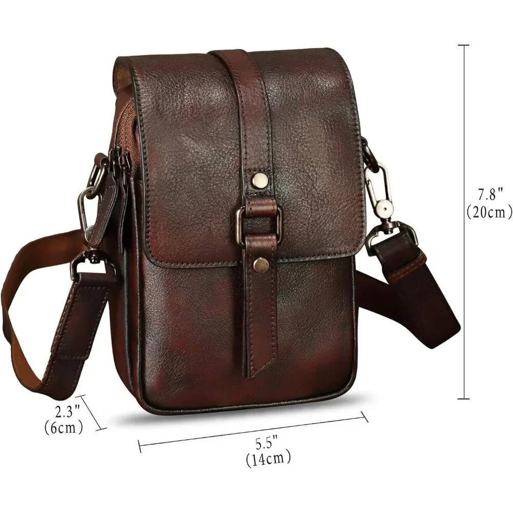 Genuine Leather Phone Purse for Women Small Crossbody Bag with Zipper